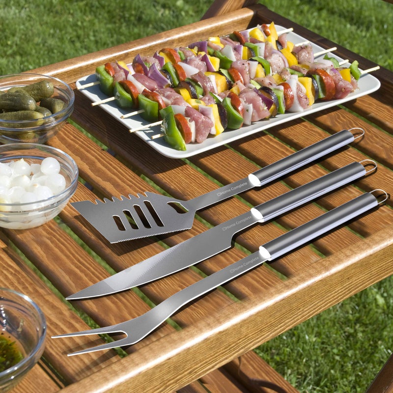 Home-Complete 7-Piece Stainless-Steel BBQ Cooking Utensils Set - Barbecue Grill Accessories with Aluminum Portable Handled Storage Case by Home-Complete (Silver) - Image 5